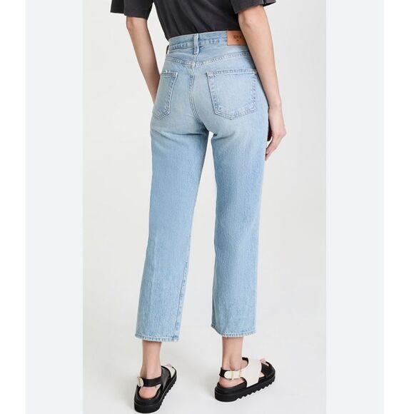 Anthropology Edwin Cali Ankle Denim Distressed Light Wash Straight Leg Jean - Picture 3 of 8